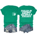 T-shirt gris-vert à plat avec main de squelette et slogan imprimé au dos du vêtement - Vert Foncé (Police Blanche)