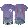 Front and back detail of purple baseball mama t-shirt with distressed denim shorts - Purple
