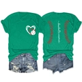 Detail of green t-shirt showing baseball mama print and heart graphic with frayed denim shorts - Dark Green