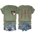 Army green baseball mama t-shirt showing front chest print and back large graphic detail - Olive Green