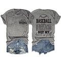 Flat lay of gray Baseball Mom T-shirt and distressed denim shorts with graphic print - Dark Gray (Black Font)
