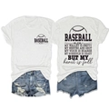 Detail of Baseball Mom print on white cotton T-shirt with frayed denim shorts - White (Black Font)