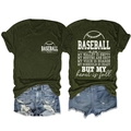 Detail of army green baseball mom T-shirt with soft cotton fabric and white print - Army Green (White Font)