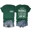 Flat lay view of front and back of dark green baseball mom cotton t-shirt and denim shorts - Retro Green (White Font)