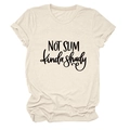 Detail of soft beige cotton t-shirt featuring black Not Slim Kinda Shady text print - S / Sand