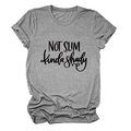 Close-up of Not Slim kinda shady graphic print on a gray cotton crewneck T-shirt - S / Medium Grey