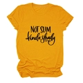 Detail shot of mustard yellow cotton T-shirt featuring NOT SLIM kinda shady slogan print - S / Mustard Yellow