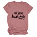 Detail of dusty rose T-shirt fabric with Not Slim kinda shady black slogan print - S / Rose Gold