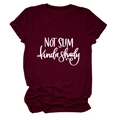 Detail of burgundy crewneck T-shirt showing NOT SLIM kinda shady white slogan print - S / Burgundy