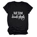 Detail of soft cotton fabric and Not Slim Kinda Shady text on black crew neck t-shirt - S / Black