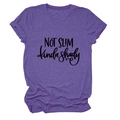 Detail of purple cotton T-shirt featuring NOT SLIM kinda shady black slogan print - S / Purple