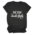 Detail of grey crewneck t-shirt featuring NOT SLIM kinda shady print and rolled cuffs - S / Black Heather Grey