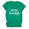 Close-up of green cotton T-shirt featuring white Not Slim kinda shady slogan print - S / Dark Green