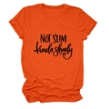Close-up of rolled sleeves and black slogan print on bright orange cotton T-shirt - S / Orange