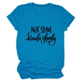 Detail of blue cotton T-shirt featuring NOT SLIM kinda shady black graphic print - S / Sapphire Blue