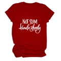 Detail of the cotton fabric texture and white slogan print on a dark red t-shirt - S / Red