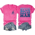 Women's pink V-neck T-shirt and distressed denim shorts set with graphic print - Rose Red
