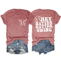 Vue avant et arrière du t-shirt gris de baseball avec texte et short en jean assorti - Or Rose (Graphique Blanc)