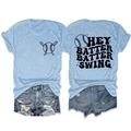 Vues détaillées avant et arrière du t-shirt de baseball bleu clair avec motif imprimé - Bleu Clair (Graphique Noir)