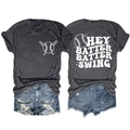 T-shirt femme baseball et short en jean, ensemble de tenue style décontracté - Gris Anthracite (Graphique Blanc)