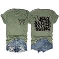 Détails d'un t-shirt de baseball vert olive, vues avant et arrière avec texte rétro - Vert olive (Motif noir)