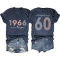 Flat lay of vintage 1966 t-shirt with Chapter 60 print and denim shorts - Navy Blue
