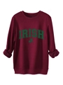 Detail eines burgunderroten Irish-Shamrock-Sweatshirts mit weichem Fleece-Innenfutter - S / Burgunderrot