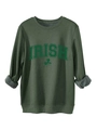 Detail des dunkelgrünen Irish-Sweatshirts mit dickem grauem Fleecefutter und Stickerei - S / Armeegrün