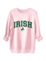 Pink crewneck sweatshirt with green Irish shamrock print and ribbed cuffs detail - Pink