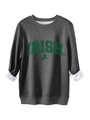 Detail of Irish clover hoodie featuring warm fleece lining and dark green graphic print - Dark Gray