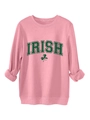 Detail of pink Irish clover sweatshirt showing the ribbed cuffs and high-quality cotton fabric - Peach