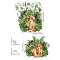 Cartoon forest lion and tropical green plant wall stickers for kids bedroom decor - Watercolor Lion Mother & Baby Greenery (MS4354-ZC)