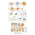Dimensioni dettagliate degli adesivi murali peonia ad acquerello inclusi fiori e foglie - Stile Peonia (BM6049-ZY)