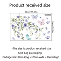 Vista de detalle de pegatinas de pared de flores y mariposas con medidas reales - Estilo Rosa Púrpura Mariposa (MS503-YW) / 30x20cm