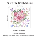 Detail van afmetingen voor muursticker met roze bloemen en vlinders voor de badkamer - Ms7030-kc (30*30cm)