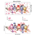 Pink cherry blossom and bird glass static window decals for home interior wall decoration - Five Birds Cherry Blossom Branch Style (DJ4049-ZC)