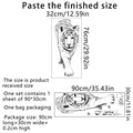 Guide des tailles des stickers tigre montrant le fini 32x76cm et la planche de 90x30cm - Style de Croquis de Tigre (MS2222-KQ)