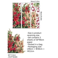 Red rose fence and butterfly wall stickers set with 3 sheets of floral home wall decals - Rose Vine Fence Butterfly Style (MS4369-ZC) / 30x90cm x 3 Sheets