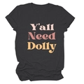 T-shirt gris foncé à col rond avec imprimé vintage dégradé rose Y'all Need Dolly - Gris Chiné Noir