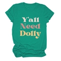 Détail du t-shirt vert émeraude avec impression graphique vintage Y'all Need Dolly - Vert Foncé