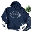 Flat lay of navy hoodie with white gameday text and football print and ribbed cuffs - S / Navy Blue