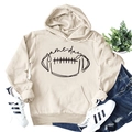 Hoodie beige game day football posé à plat avec jean bleu et baskets de sport - Sable
