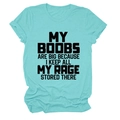 T-shirt verde menta girocollo con stampa a lettere nere in stile casual piatto - Blu Acqua Profonda (Font Nero)