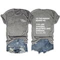 Ensemble t-shirt gris imprimé 'YOU matter' et short en jean vieilli posé à plat - S / Gris Foncé (Lettres Blanches)