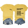 Front and back view of yellow T-shirt with 'YOU matter' print and distressed denim shorts - Yellow (Black Text)