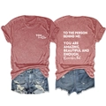 Women's red heather t-shirt with YOU matter print and denim shorts casual set - Rose Gold (White Font)