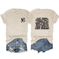 T-shirt estiva beige con stampa LET THEM e set di pantaloncini di jeans strappati piatto - S / Sabbia