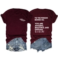 Detail of burgundy t-shirt with YOU matter print and motivational text on the back - Wine Red (White Font)