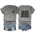 Set t-shirt grigia con stampa Let Them e pantaloncini di jeans blu strappati - S / Grigio scuro (Stampa nera)