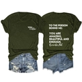 Flat lay of dark green cotton T-shirt with YOU matter print and back motivational text - Army Green (White Font)